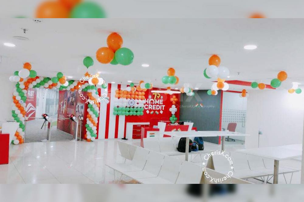 Tri Color Independence Day Decoration With Balloons Theme Hangings And