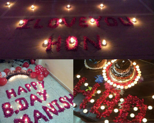 Message with 50 Tea Light Candles and 1/2 kg Flower Petals