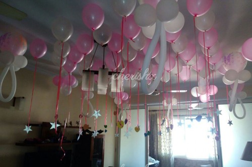 Pink & White Balloons Decoration for Baby Themed Event in Delhi