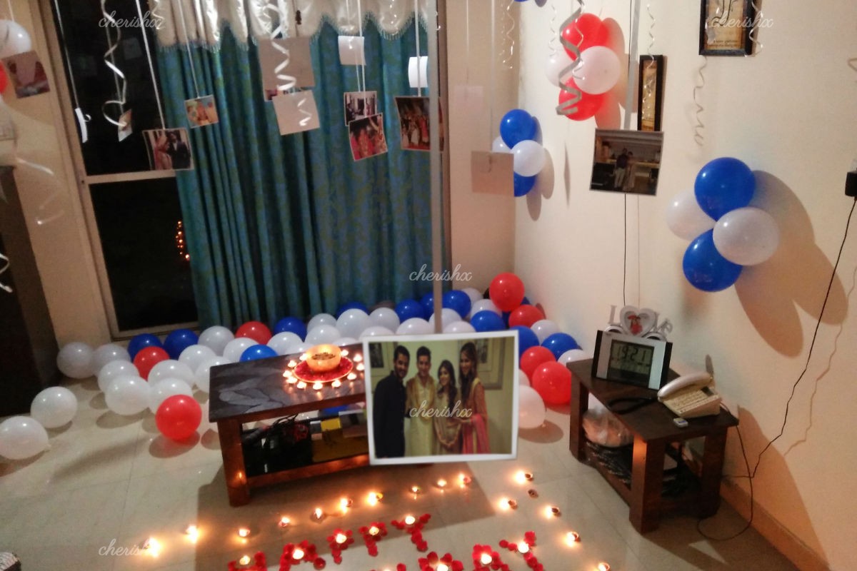 Balloon decoration at your home with candles and flower petal decoration in Delhi, Gurgaon, Noida, Faridabad and NCR