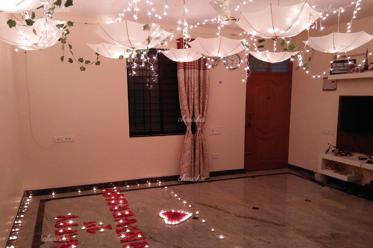 Stunning White Umbrella Decoration with Fairy Lights in Delhi, Gurgaon, Noida, NCR