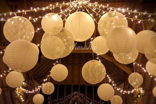 bedroom party wedding 20 x White heart paper string light for decor garden,lamp,lantern