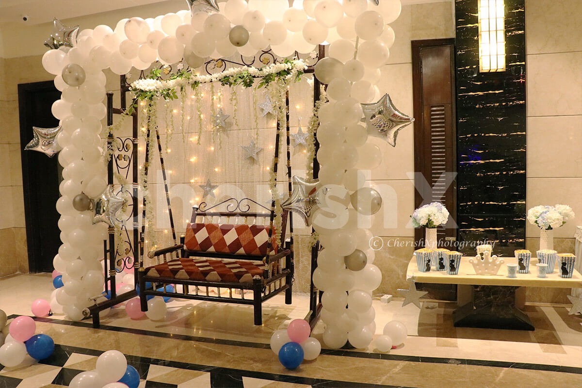 Beautiful Baby Shower Decorations in Elegant White Theme