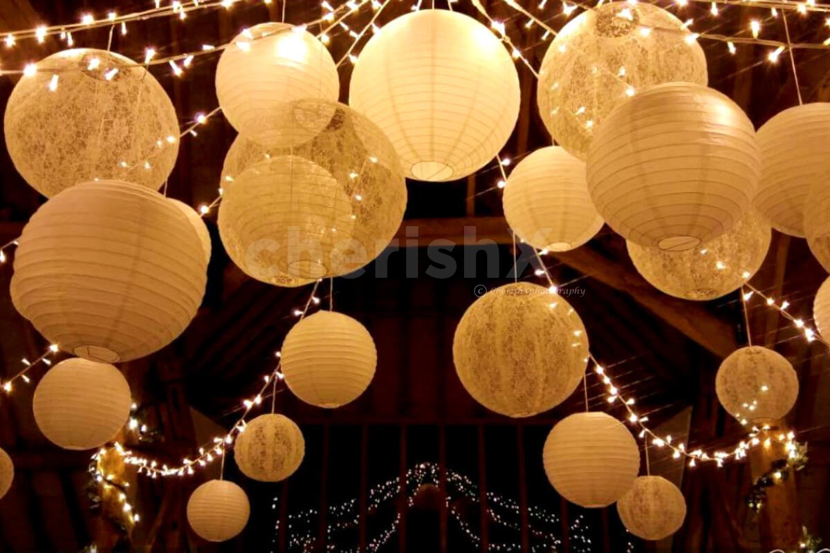 Celebrate your anniversary or birthday with these paper lanterns and fairy light decoration.