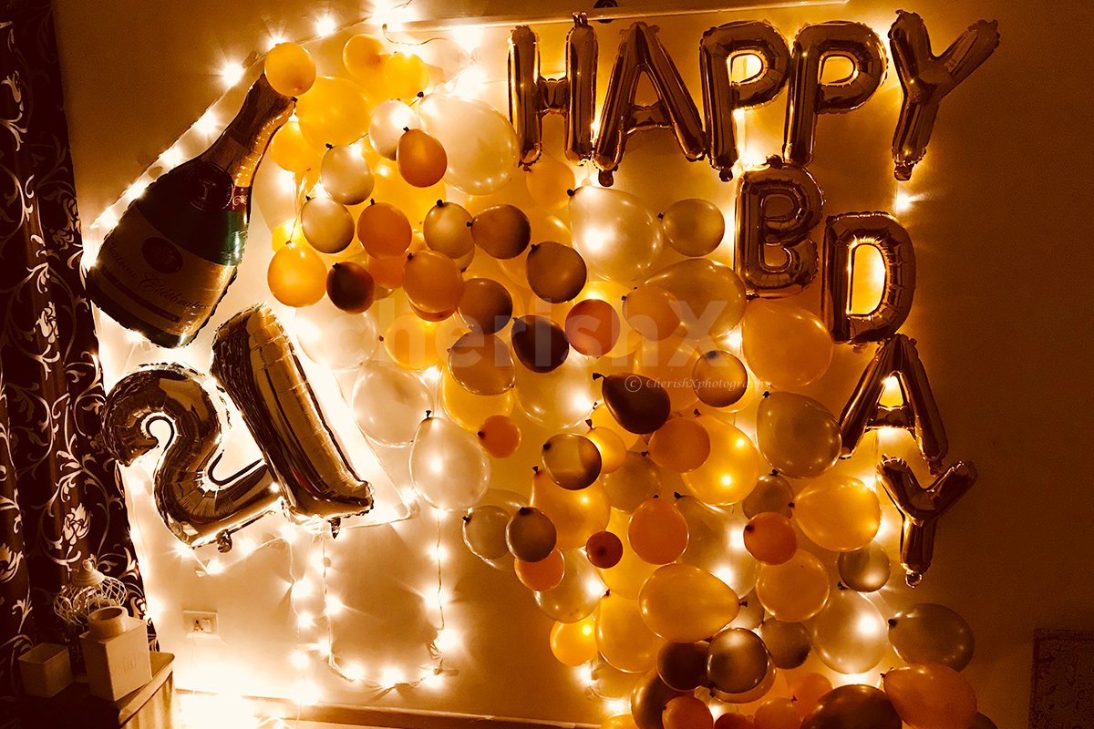 Champagne Theme Birthday Balloon Decoration at Home | Jammu
