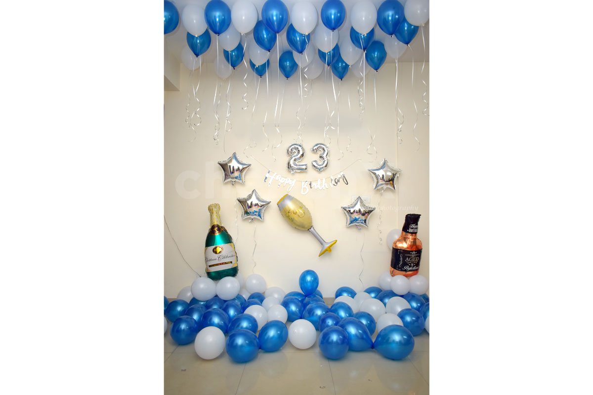 Happy Birthday Decoration Kit Blue & Silver 35 Pcs – FrillX