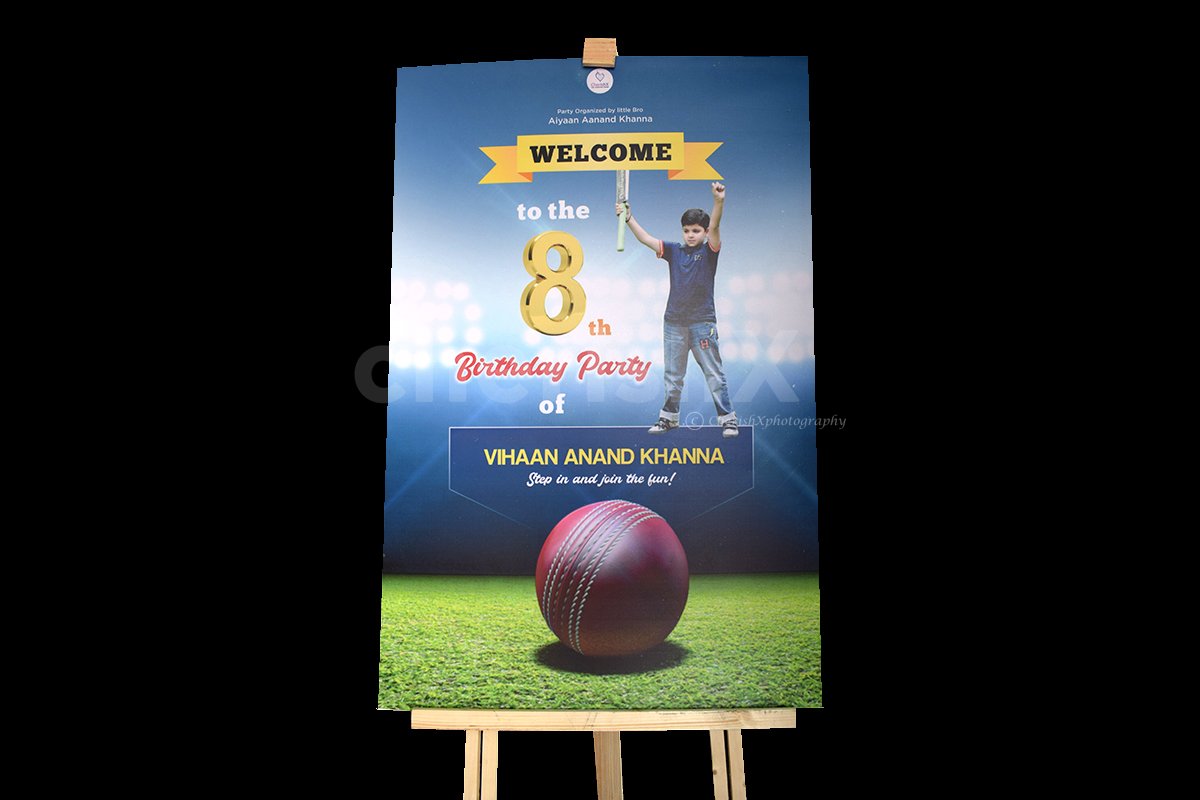 A Cricket themed Welcome Board to make the occasion more exciting.