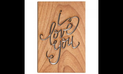 Wooden I love You Card