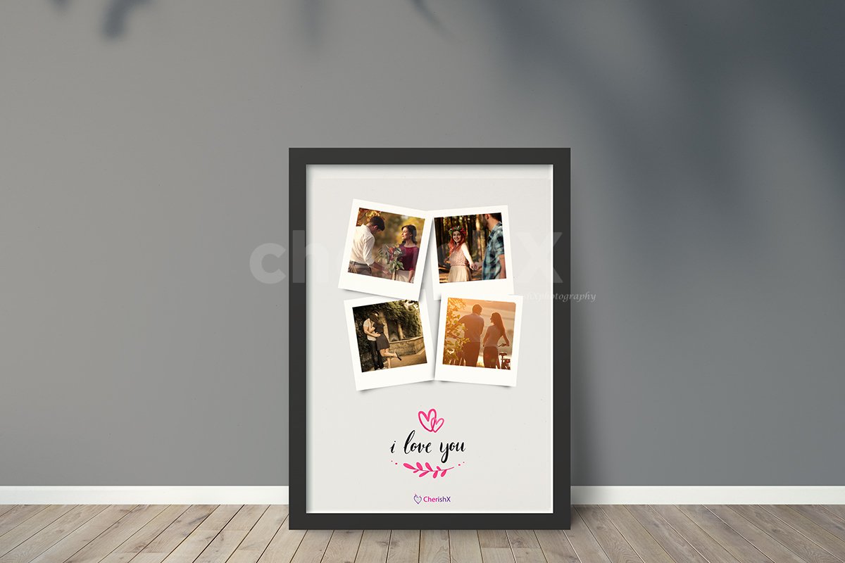 I Love You Polaroid Picture Collage Wooden Photo Frame