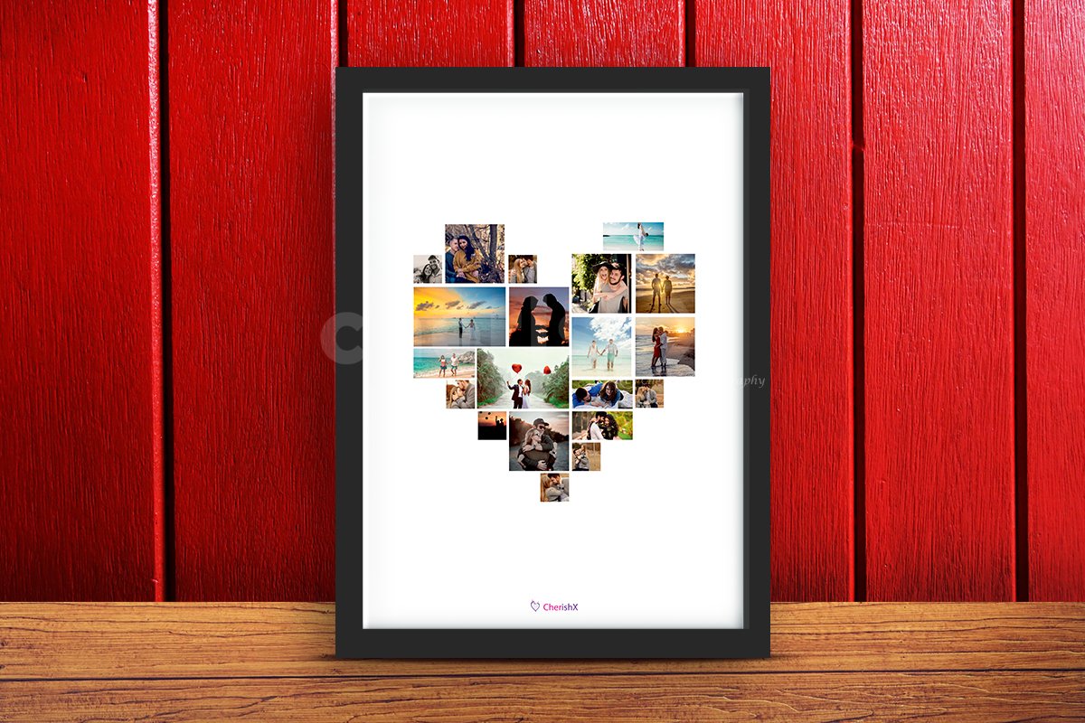 heart shaped photo frame collage