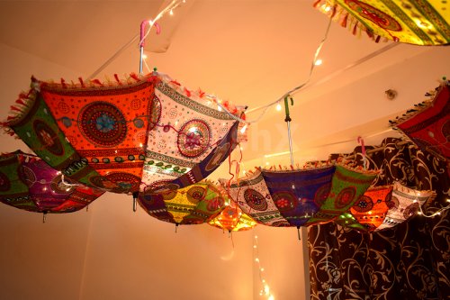 Book this gorgeous Rajasthani Umbrella Decor to make your celebrations lively.