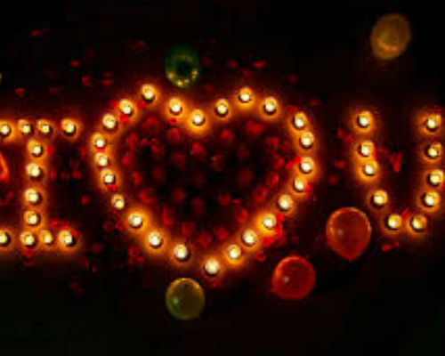 Message with candles & flower petals (eg: ILU)