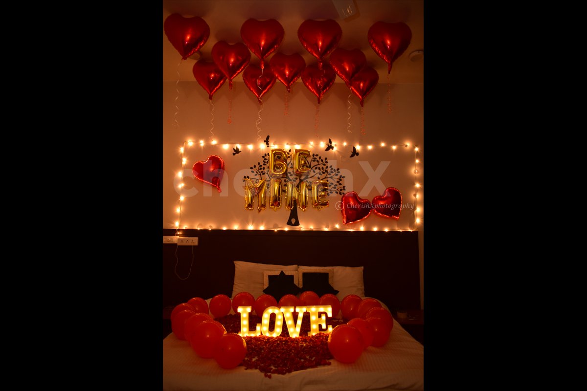 Romantic Balloon Room Decoration to surprise your special one.