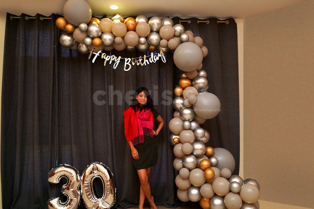 Elegant Birthday Arc Balloon Decoration on Wall at Home / Venue ...