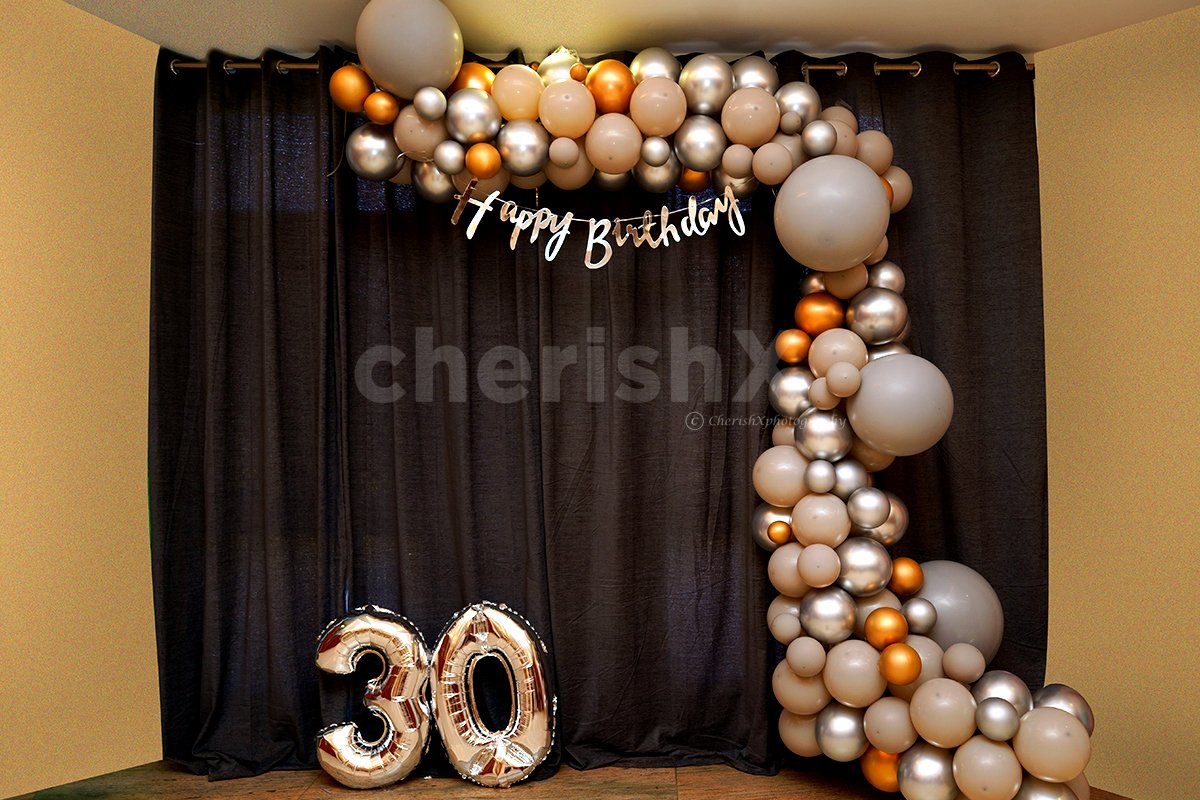 Elegant Birthday Arc Balloon Decoration on Wall at Home / Venue ...