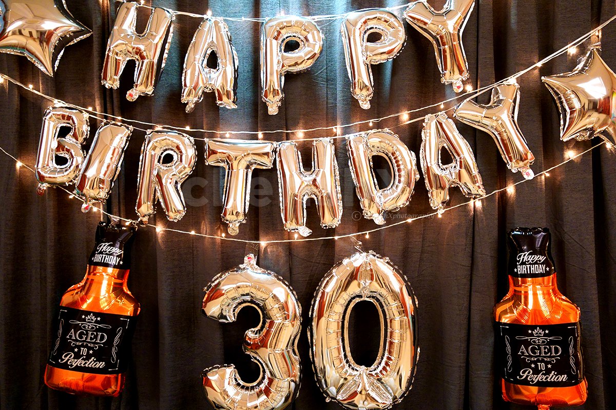 Includes Happy Birthday, Number and Whiskey Foil Balloons