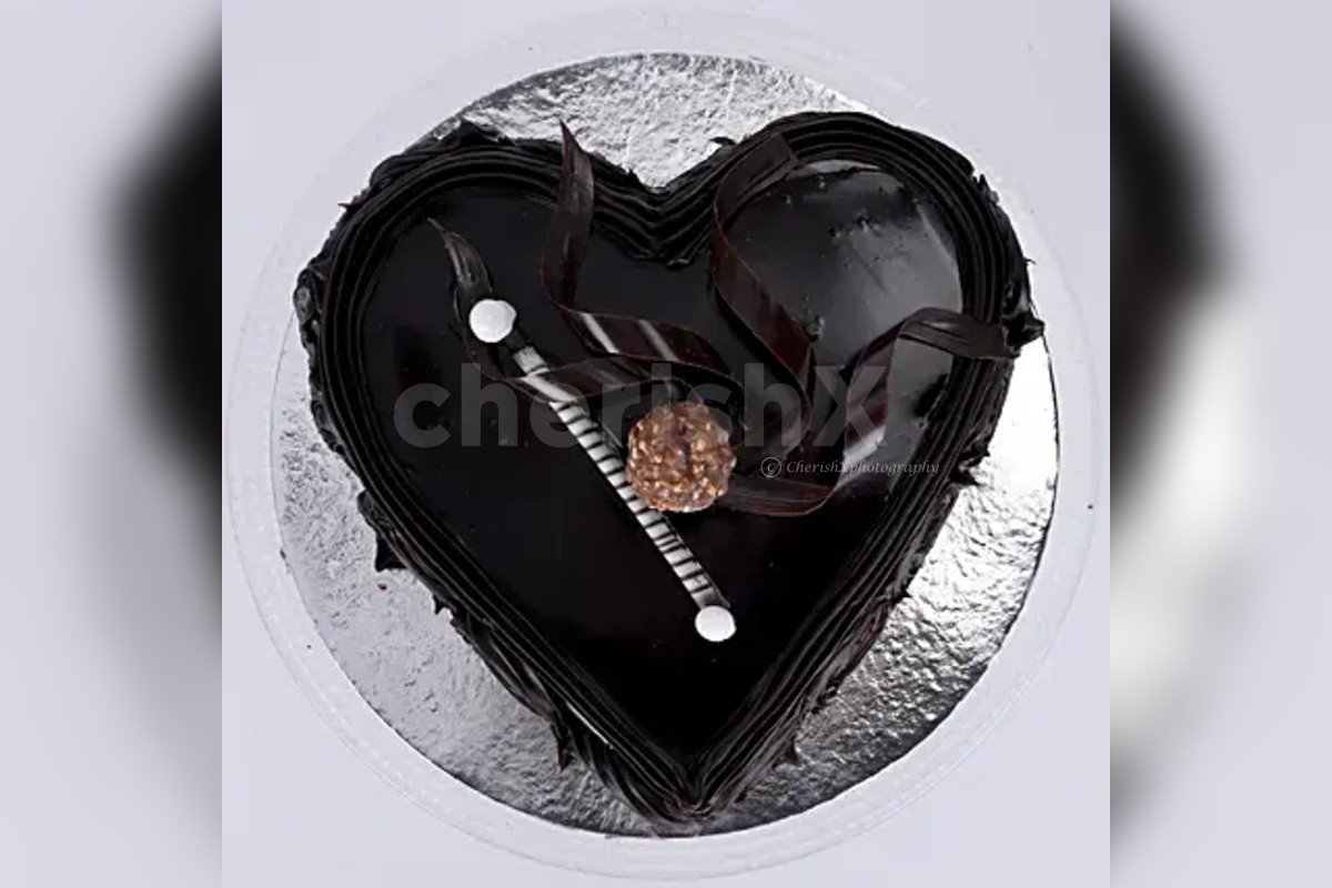 500 gm Heart shape chocolate truffle cake by cherishx
