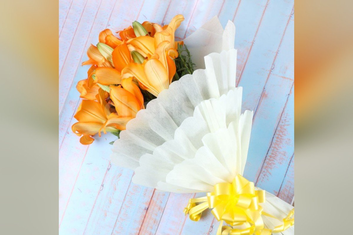 6 Asiatic orange lilies bouquet home delivery