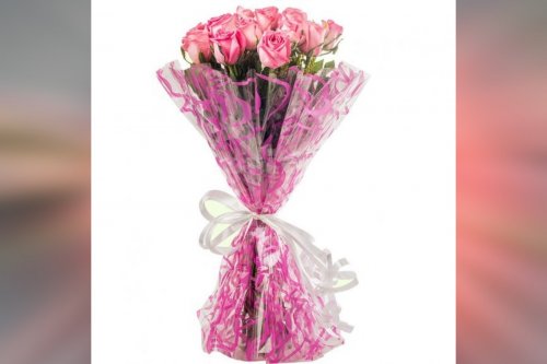 15 pink roses simple bouquet
