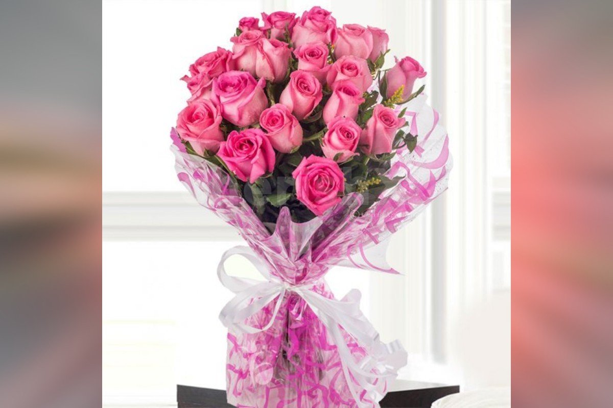 15 pink roses simple bouquet online delivery