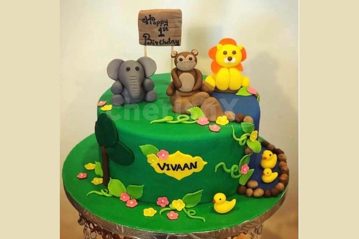 Tasty Designer Cake in Jungle Theme Delivered in Delhi, Bangalore, Jaipur Delhi NCR