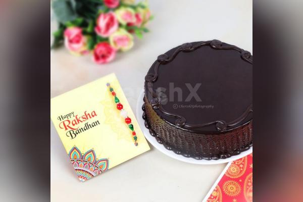 Rakhi with chocolate truffle cake delivery at home