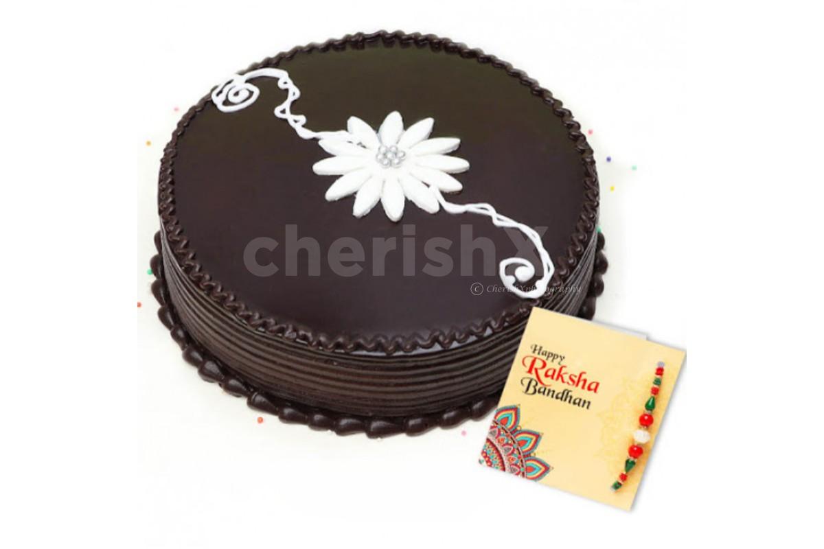 Order Rakhi Special Chocolate Truffle Cake Online Free Shipping in