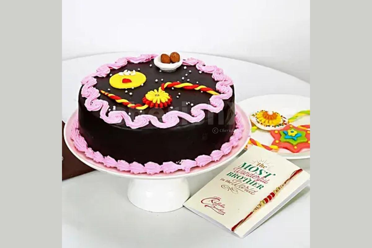 Order Fancy Rakhi with Chocolate Cake Online in India - IndiaGiftsKart
