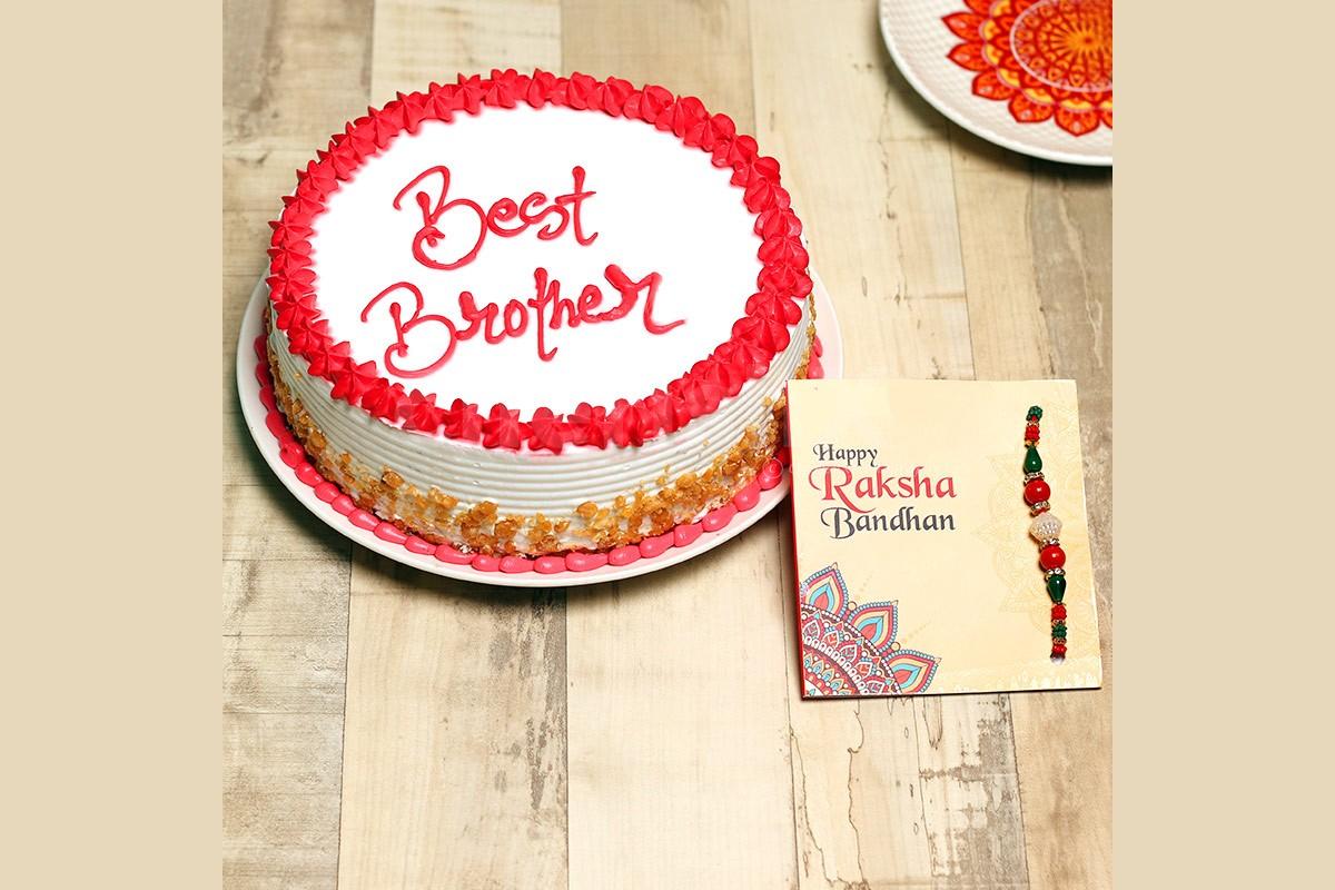 Order Rakhi & Best Brother butterscotch Cake Online Free Shipping ...