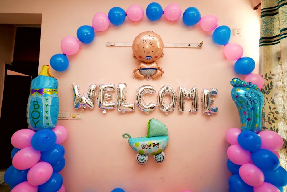 Newborn Baby Welcome Decoration Ideas | Balloon Decoration At Home For  Welcoming Newborn Baby Girl - YouTube