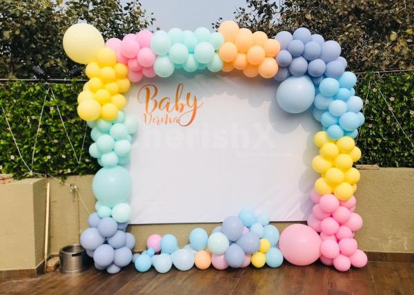 Pastel Color Balloon Customised Backdrop for Baby shower