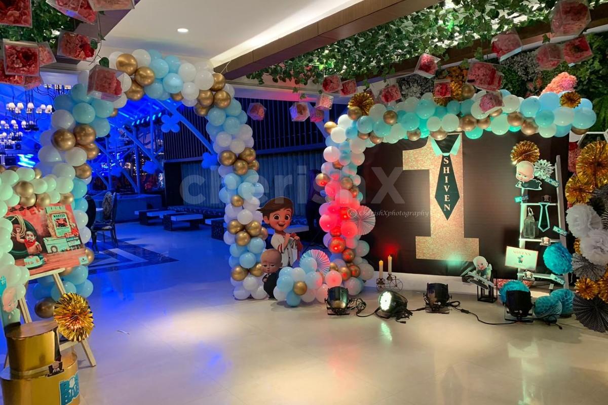 Boss baby theme entrance decor with photobooth