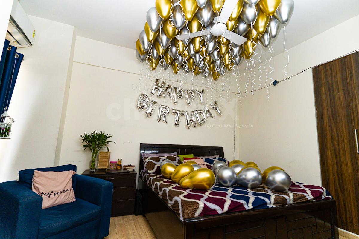 Golden and silver chrome balloon decoration by Cherishx