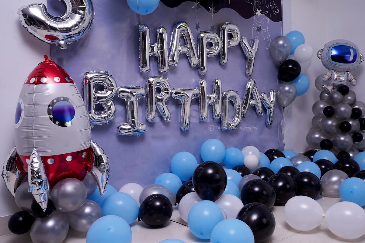 Surprise your kid with this balloons filled Birthday room decor.