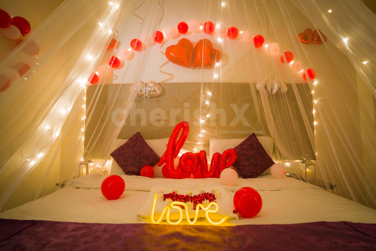 Spend your special moments with your special one under a beautiful First Night Red Balloon Canopy Decor Brought to you by CherishX!