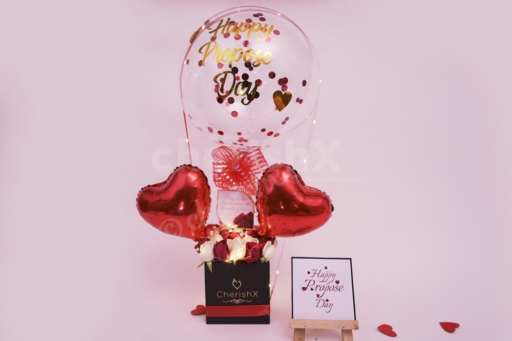 Confess your Love with delightful Bubble Balloon Propose Day Bucket!