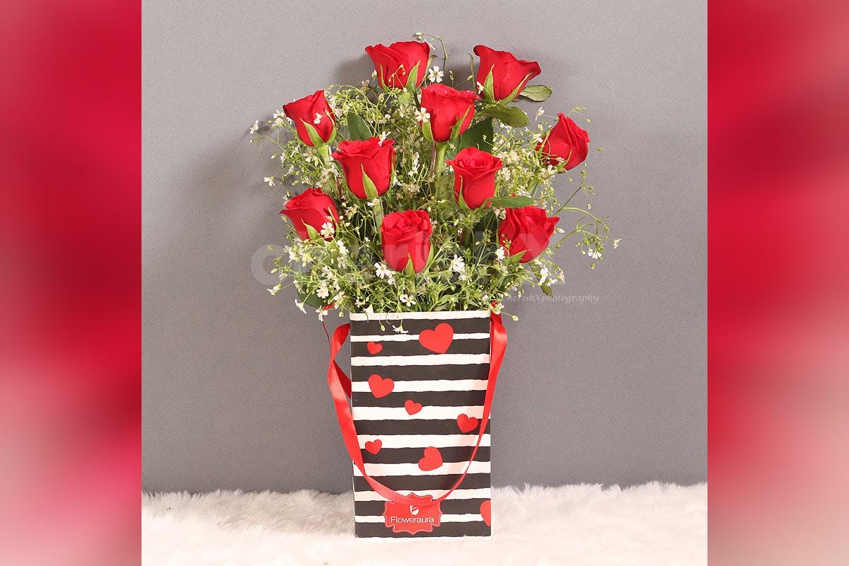 Send a simple 10 Red Rose with 2 Dairy Milk Silk Chocolates (60gm each