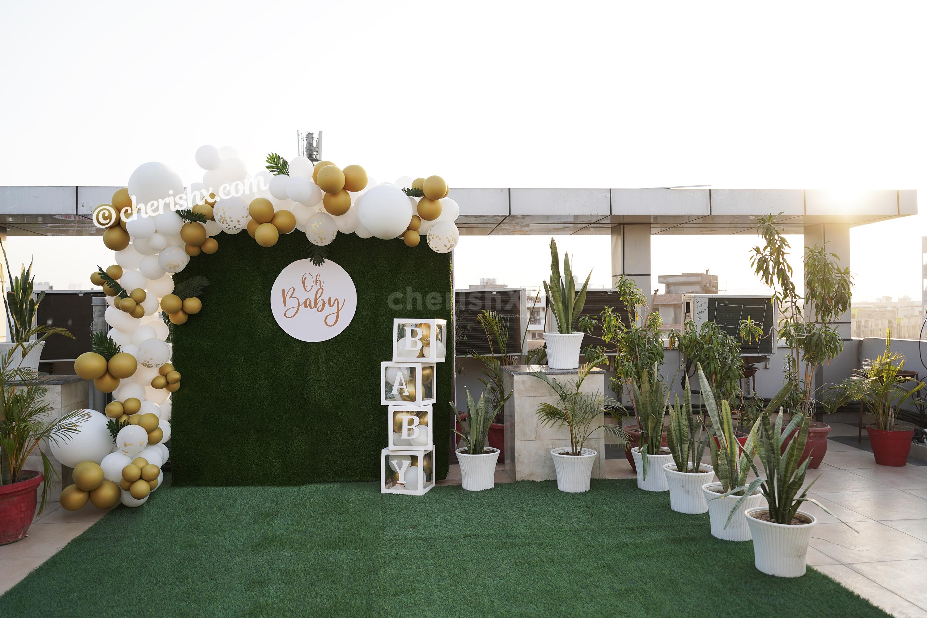 A lovely Golden and White Baby Shower Decor for a mother to be! or baby