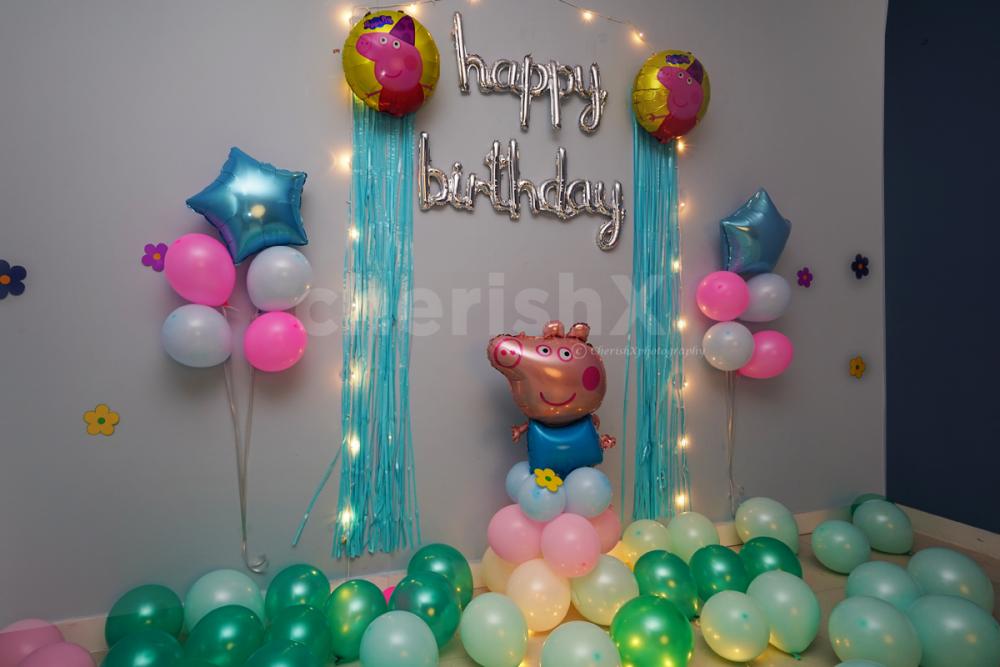 Book CherishX's Peppa Pig Surprise Birthday Decoration to make your kid's birthday special!