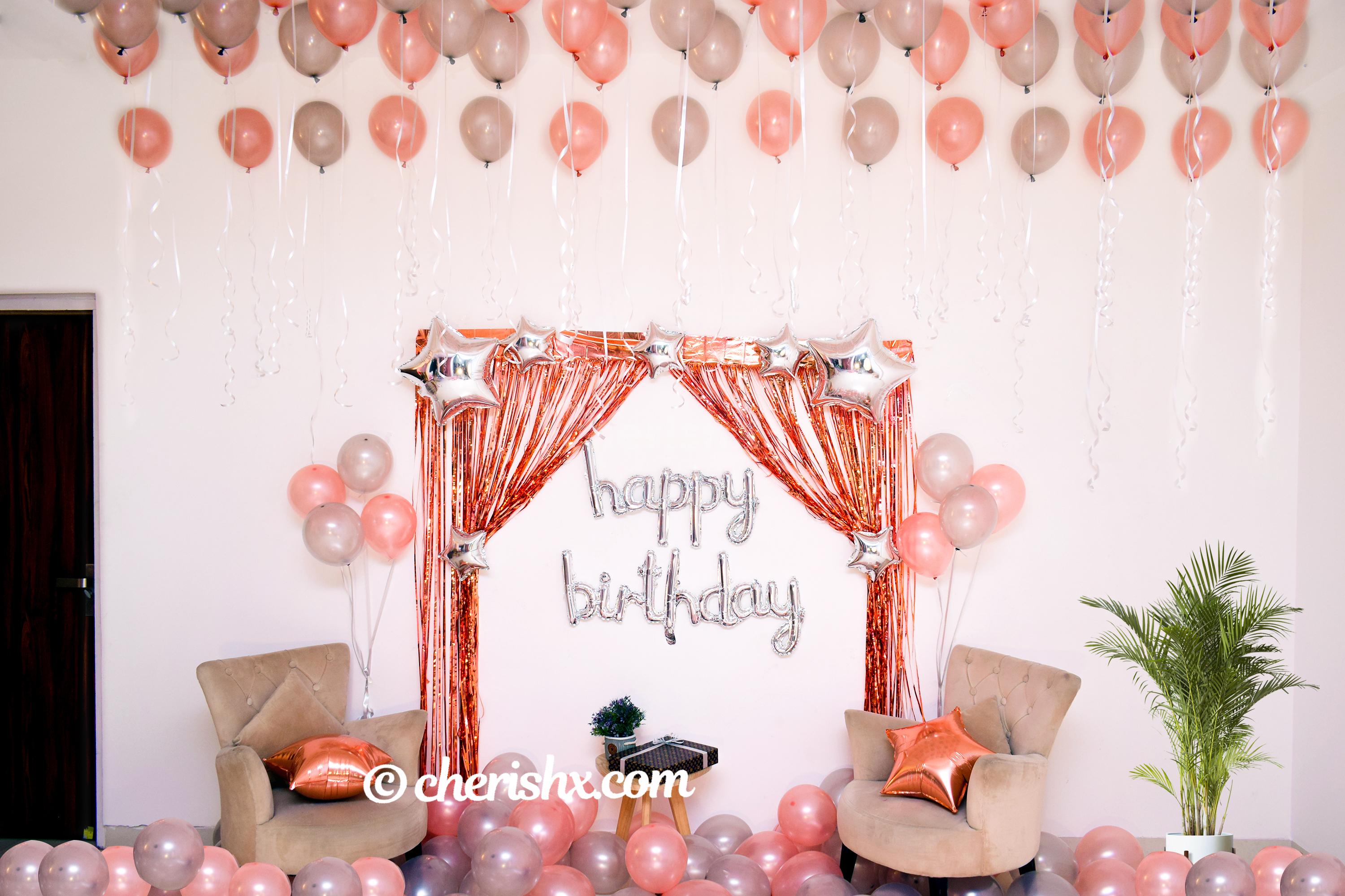 Surprise your loved one with CherishX's Happy Birthday Rose Gold Surprise Decor.