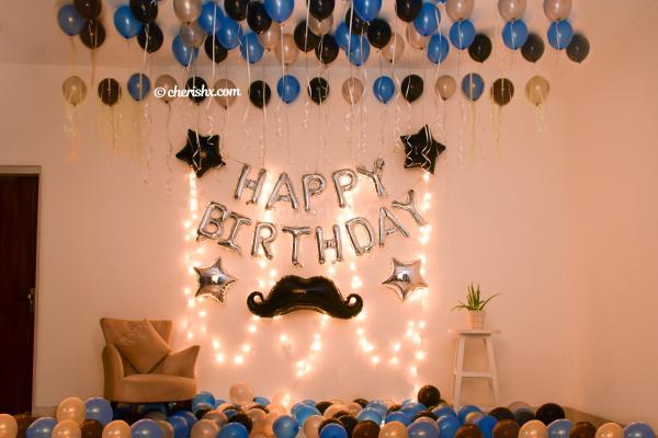 Blue & Silver Themed Happy Birthday Decor