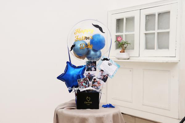 Blue & Gold Balloon Bucket for Dad