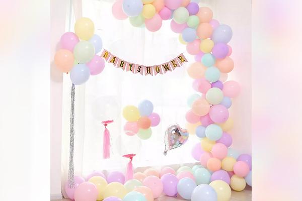 Multicoloured light pastel colour balloons decor for Baby shower by CherishX !
