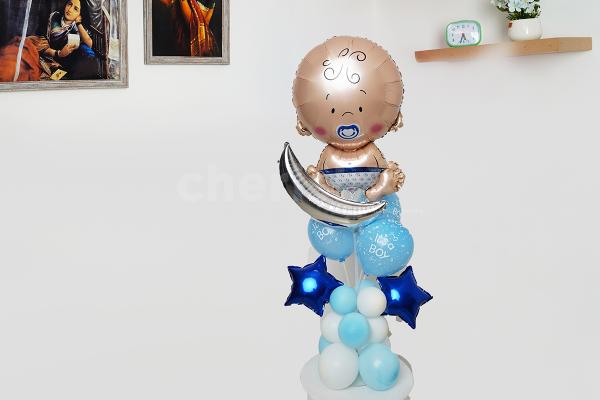 Send your blessings for the newborn baby boy by gifting welcome baby boy balloon stand.