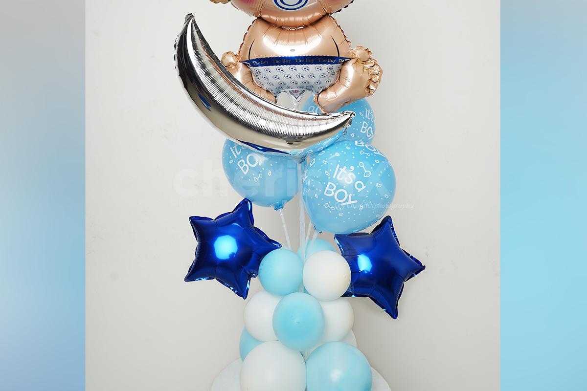 Enhance your welcome baby party decorations by arranging these Baby boy balloon stand.