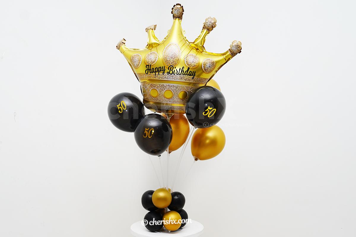 50th Crown Birthday Balloon Bouquet to wish your loved ones ...