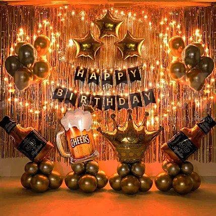 Adult Theme Birthday Decoration with Champagne, Whisky Foil Balloons