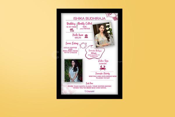 A beautifully designed photo frame that talks about your sister!