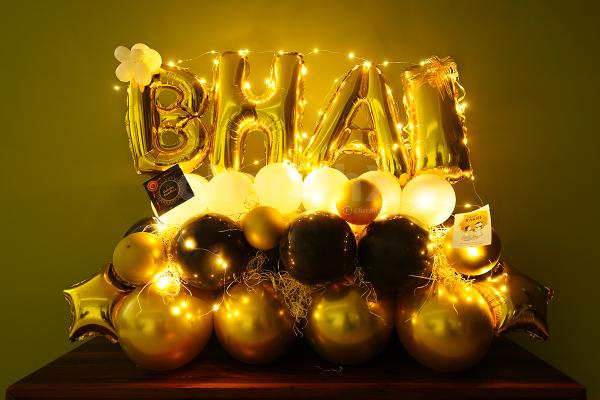 Illuminated BHAI Balloon Bouquet to gift on Raksha Bandhan and Birthday.