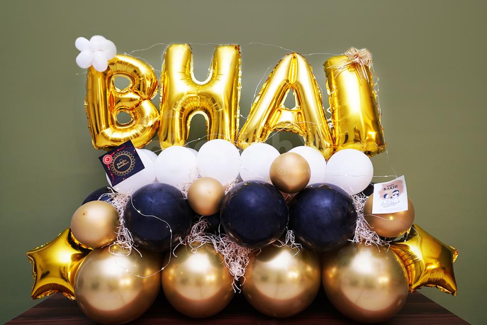 BHAI Balloon Bouquet highlighted with Golden Foil Balloon Letters.